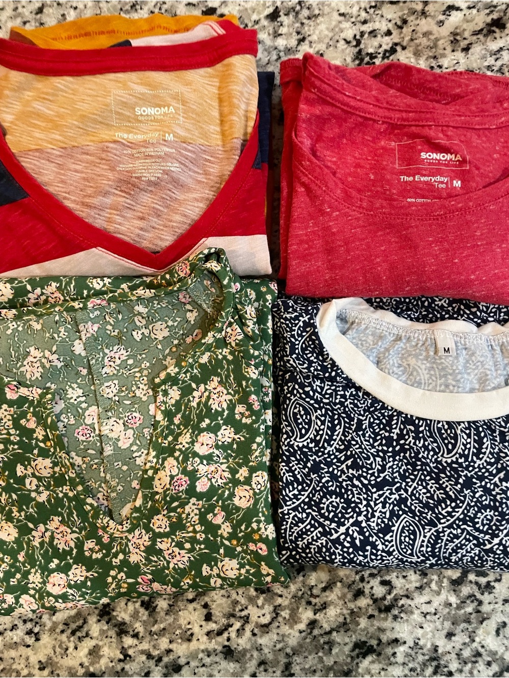 Sonoma Mixed Pack Short Sleeve Tees - Red, Green, Navy, Yellow